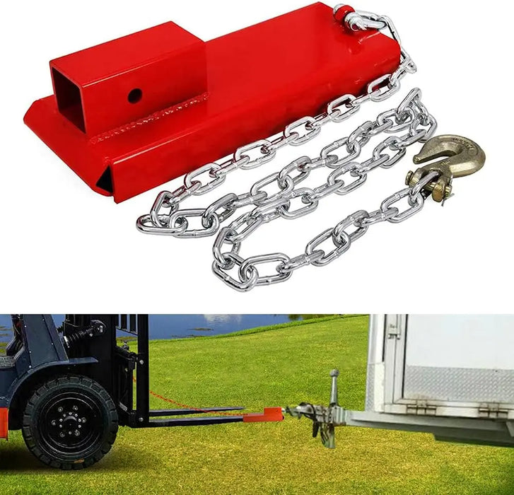 2" Forklift Trailer Hitch Receiver Attachment Pallet Forks Towing Adapter with Chain-1
