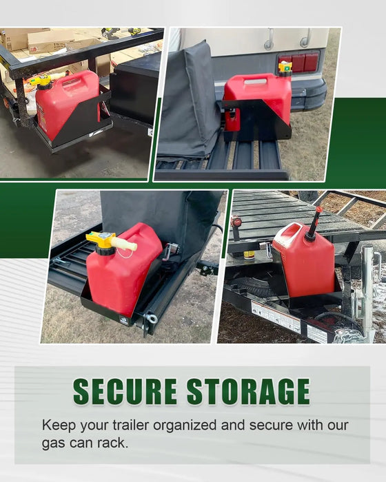 Trailer Fuel Gas Can Rack Holder with Lock 5 Gallon Liquid Container Mount-3