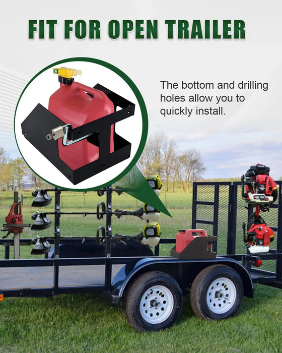 Trailer Fuel Gas Can Rack Holder with Lock 5 Gallon Liquid Container Mount-7