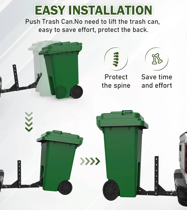 New Trash Can Hauler Hitch Trash Can Transporter, Wheeled Garbage Can Towing Carrier-5