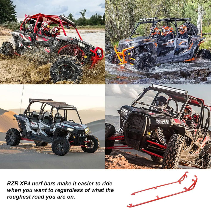RZR XP 4 1000 Rock Sliders Nerf Bars Orange Heavy Duty Side Steps Tree Kickers-5