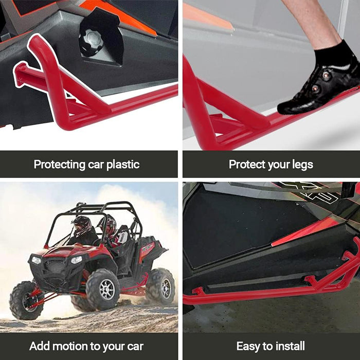 ELITEWILL RZR Nerf Bars Rock Sliders with Red Powder Coating