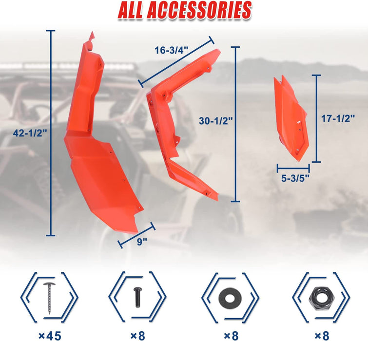 Extended X3 Fender Flares Red Finish Mud Guards