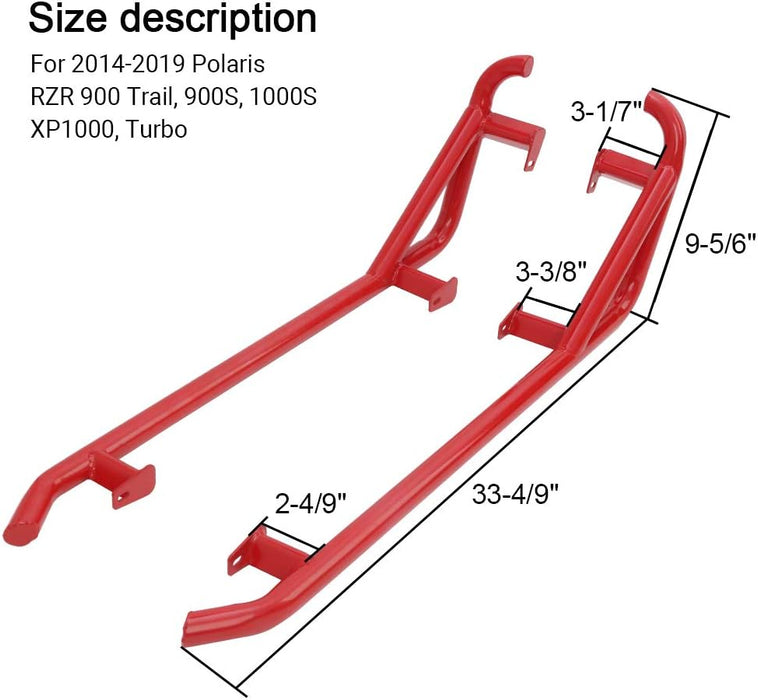 ELITEWILL RZR Nerf Bars Rock Sliders with Red Powder Coating