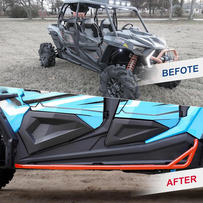 RZR XP 4 1000 Rock Sliders Nerf Bars Orange Heavy Duty Side Steps Tree Kickers-6
