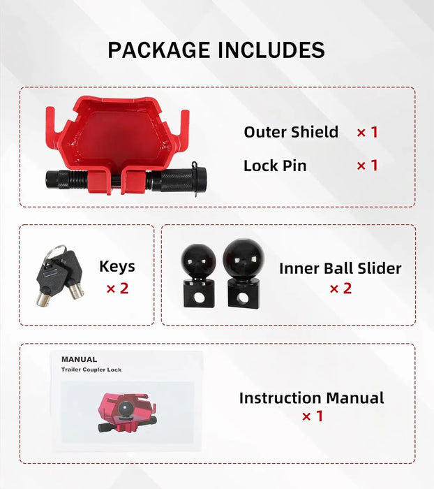 Trailer Hitch Lock, Anti-Theft Heavy-Duty Trailer Ball Coupler Lock for 2" and 2-5/16" Couplers Travel RV Camper Boat Pickup Truck Cargo Utility Trailer Tongue Lock Secure-7