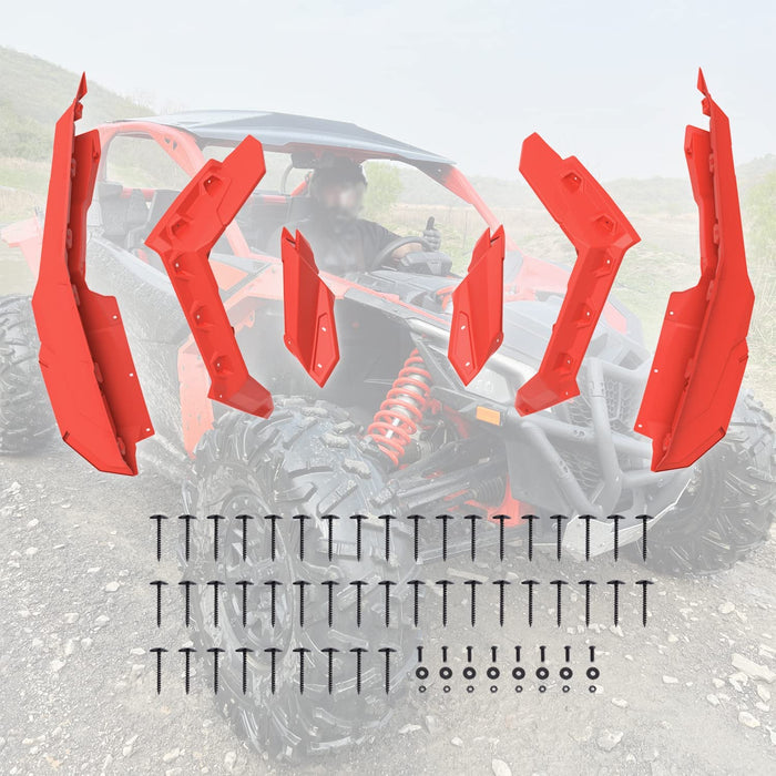 Extended X3 Fender Flares Red Finish Mud Guards
