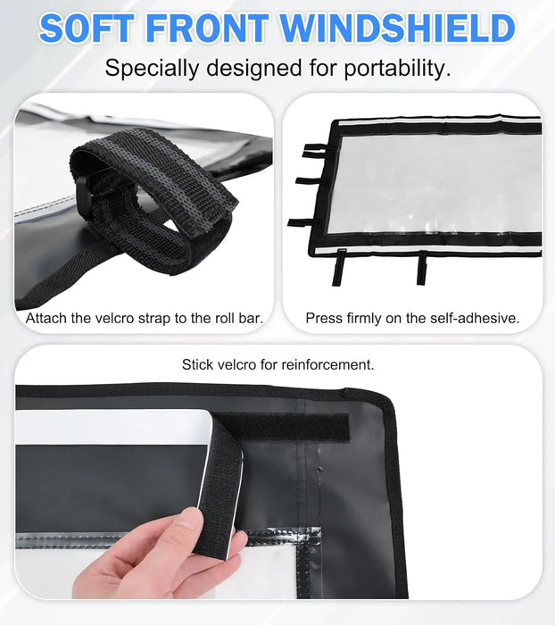 Soft Window Doors and Soft Front Windshield Compatible with Ranger XP 1000, UTV Cab Enclosure Upper Doors Enclosed Protection Kit Fit for Polaris Ranger XP 1000 2017-2025-6