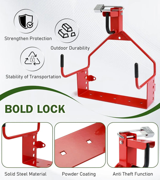 Handheld Blower Rack for Trailer, Lockable Mount Holder Fit for Open/Enclosed Lawn Landscape Trailers & Trucks, for Farm, BBQ & Landscape, Red-6