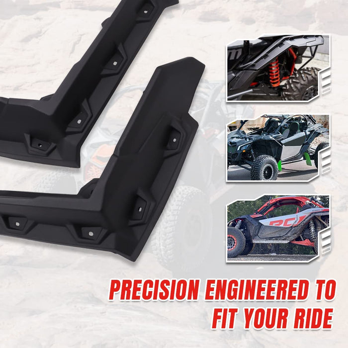 Maverick X3 Fender Flares with Factory Large Head Screws Extended Mud Guards