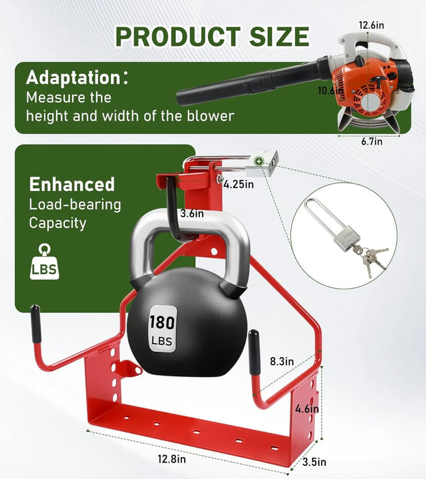 Handheld Blower Rack for Trailer, Lockable Mount Holder Fit for Open/Enclosed Lawn Landscape Trailers & Trucks, for Farm, BBQ & Landscape, Red-3
