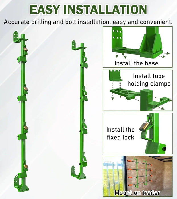 Weed Eater Rack for Open/Enclosed Trailers 4 Place Trimmer Racks Weedeater Rack for Trailer Landscape Truck Holder Lawn Equipment Accessories w/Lock-7