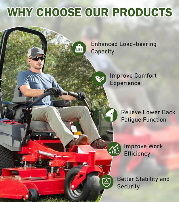 Seat Suspension for Zero Turn Mower W/Seat Slider Fit for John Deere, Hustler, Z TRAK, Kubota, Exmark Mower Tractor-5