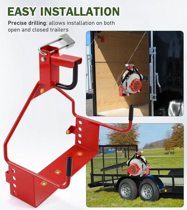 Handheld Blower Rack for Trailer, Lockable Mount Holder Fit for Open/Enclosed Lawn Landscape Trailers & Trucks, for Farm, BBQ & Landscape, Red-5