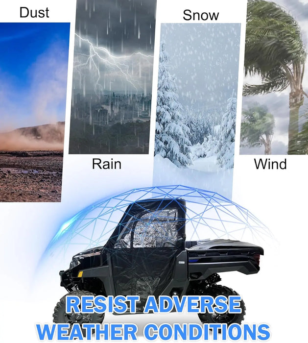 Soft Window Doors and Soft Front Windshield Compatible with Ranger XP 1000, UTV Cab Enclosure Upper Doors Enclosed Protection Kit Fit for Polaris Ranger XP 1000 2017-2025-7