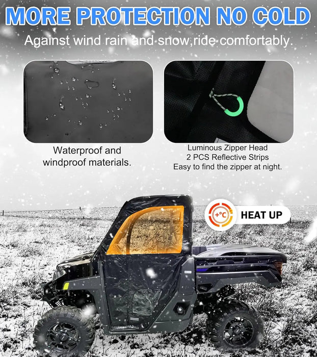 Soft Window Doors and Soft Front Windshield Compatible with Ranger XP 1000, UTV Cab Enclosure Upper Doors Enclosed Protection Kit Fit for Polaris Ranger XP 1000 2017-2025-8