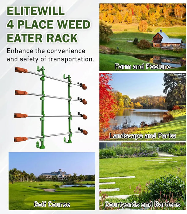 Weed Eater Rack for Open/Enclosed Trailers 4 Place Trimmer Racks Weedeater Rack for Trailer Landscape Truck Holder Lawn Equipment Accessories w/Lock-4