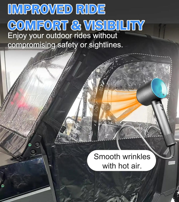 Soft Window Doors and Soft Front Windshield Compatible with Ranger XP 1000, UTV Cab Enclosure Upper Doors Enclosed Protection Kit Fit for Polaris Ranger XP 1000 2017-2025-4