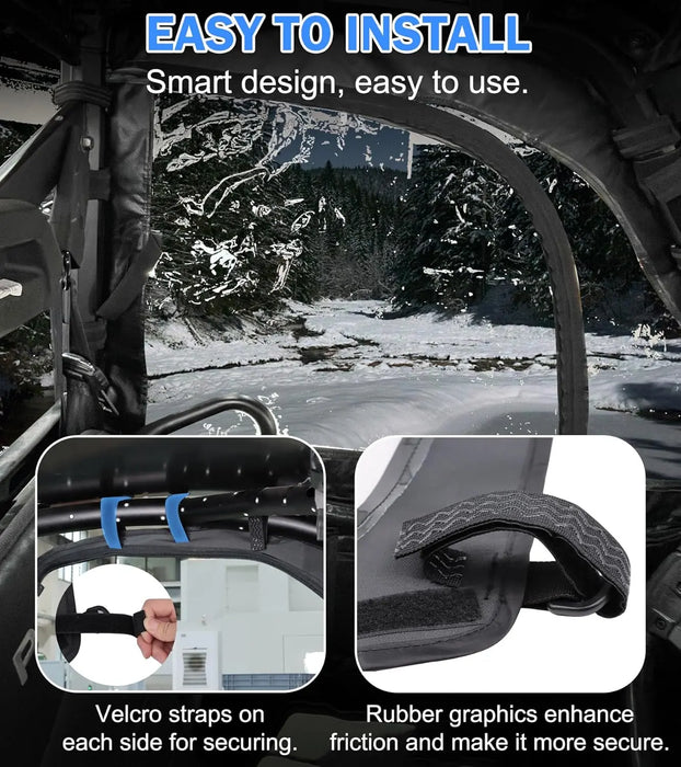 Soft Window Doors and Soft Front Windshield Compatible with Ranger XP 1000, UTV Cab Enclosure Upper Doors Enclosed Protection Kit Fit for Polaris Ranger XP 1000 2017-2025-3