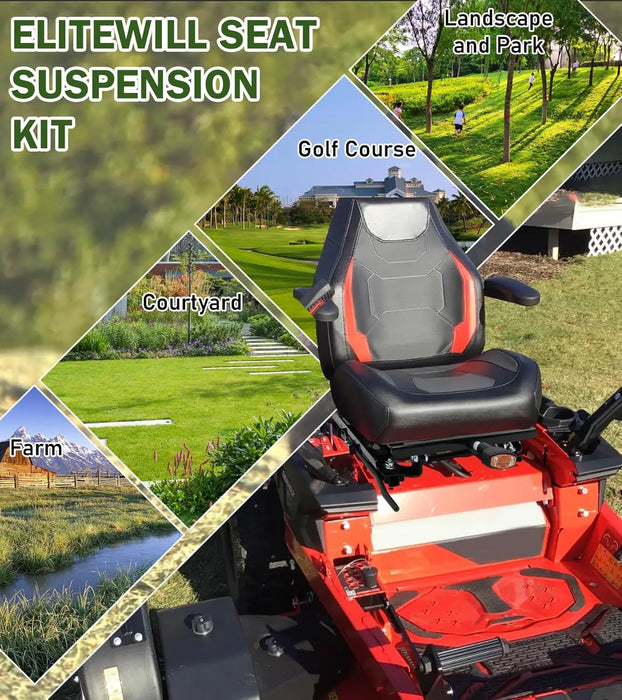 Seat Suspension for Zero Turn Mower W/Seat Slider Fit for John Deere, Hustler, Z TRAK, Kubota, Exmark Mower Tractor-7