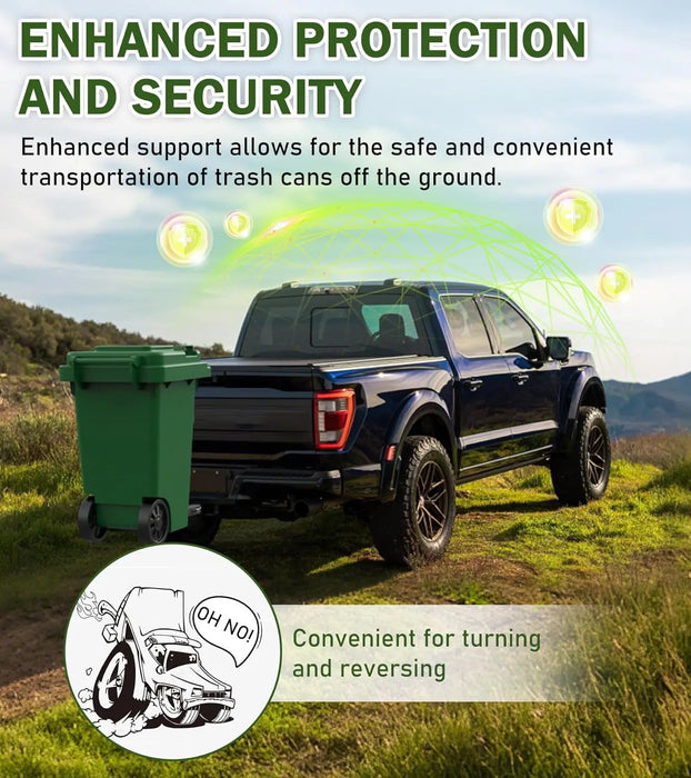 New Trash Can Hauler Hitch Trash Can Transporter, Wheeled Garbage Can Towing Carrier-8