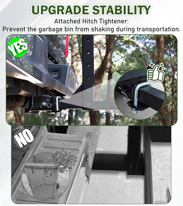 New Trash Can Hauler Hitch Trash Can Transporter, Wheeled Garbage Can Towing Carrier-9