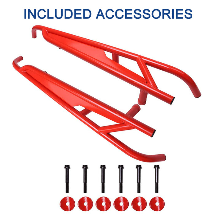 Maverick X3 2-Door Rock Sliders Side Nerf Bars with Factory Red Powder Coating