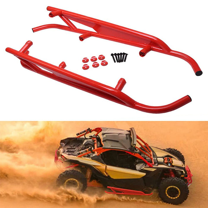 Maverick X3 2-Door Rock Sliders Side Nerf Bars with Factory Red Powder Coating