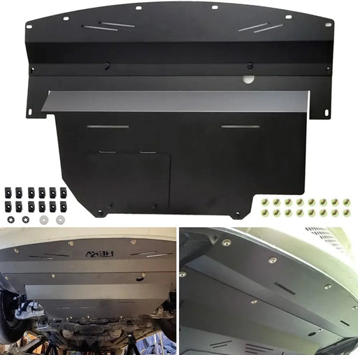 Black Aluminum Front Lower Engine Splash Shield Guard Under Tray Cover Skid Plate-1