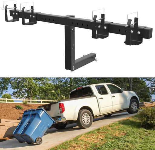 Dual Trash Can Hauler,Wheeled Garbage Can Towing Trailer Hitch Outdoor Trash Can Transporter Hauling Hitch Carrier-1