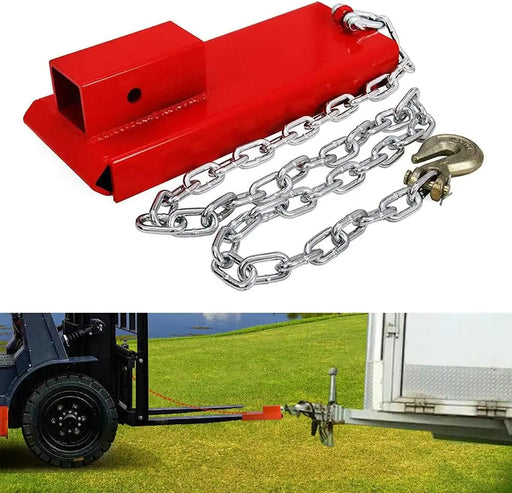 2" Forklift Trailer Hitch Receiver Attachment Pallet Forks Towing Adapter with Chain-1