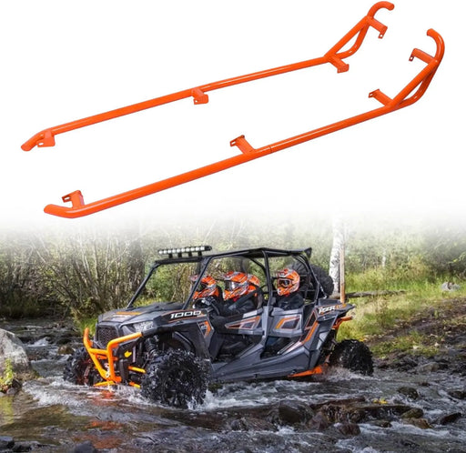 RZR XP 4 1000 Rock Sliders Nerf Bars Orange Heavy Duty Side Steps Tree Kickers-1