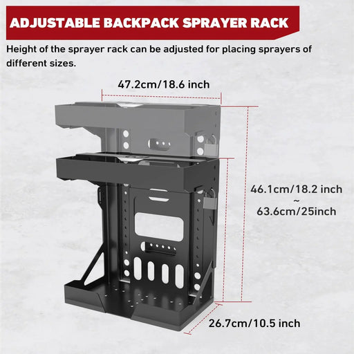 Adjustable Garden Trailer Backpack Sprayer Rack Holder with Lock-2