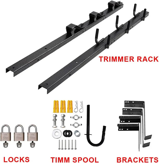 3 Place Trimmer Rack Weedeater Line Holder with Locks Compatible with Enclosed Trailers Landscaping Trucks-2