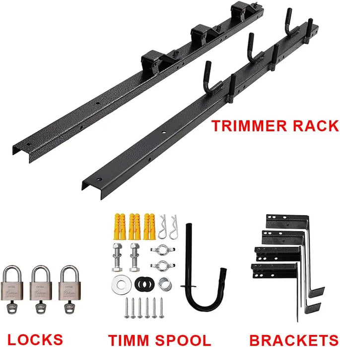 3 Place Trimmer Rack Weedeater Line Holder with Locks Compatible with Enclosed Trailers Landscaping Trucks-2