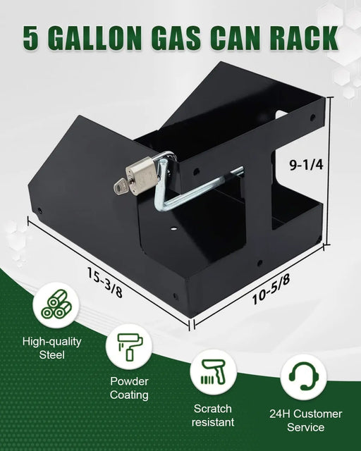Trailer Fuel Gas Can Rack Holder with Lock 5 Gallon Liquid Container Mount-2