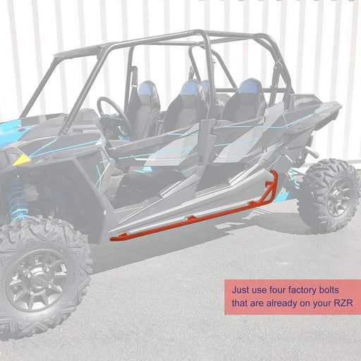 RZR XP 4 1000 Rock Sliders Nerf Bars Orange Heavy Duty Side Steps Tree Kickers-2