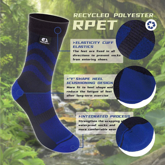 Recycled Polyester Waterproof Breathable Socks Blue