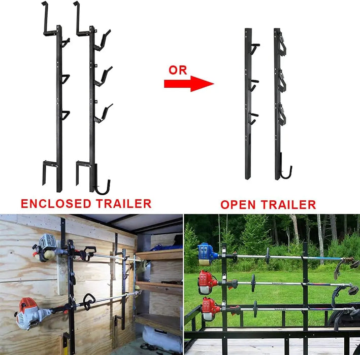 3 Place Trimmer Rack Weedeater Line Holder with Locks Compatible with Enclosed Trailers Landscaping Trucks-3