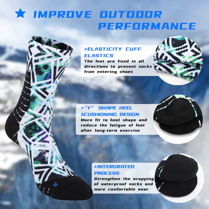 Waterproof Breathable Socks Crew Digital Printing Pattern