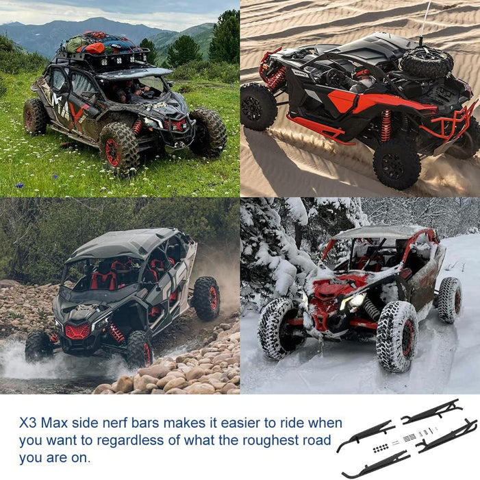 Maverick X3 Max Rock Sliders Black Side Nerf Bars OEM Style 4-Doors Tree Kickers-3
