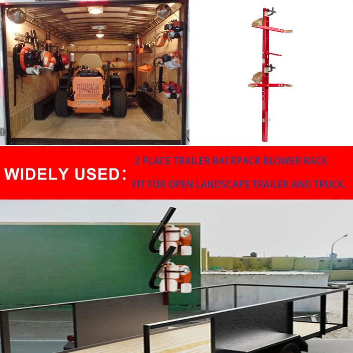 2 Place Trailer Backpack Blower Rack Storage Holder Compatible with Open Lawn Landscape Trailers Trucks - 2 Pack Backpack Blower-3