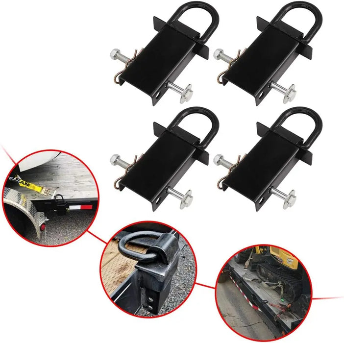 8 Pcs Steel Stake Pocket D-Rings Tie-Down Anchors for Flatbed Trailers Trucks-3