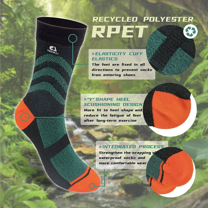 Recycled Polyester Waterproof Breathable Socks Green