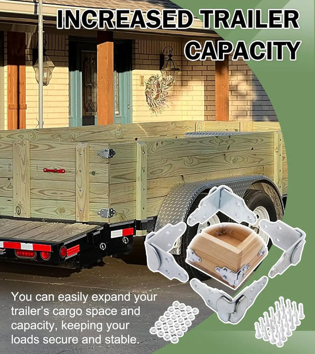 4 Sets Trailer Wood Sides Brackets Latch Rack Stake Body Gates Corner-5