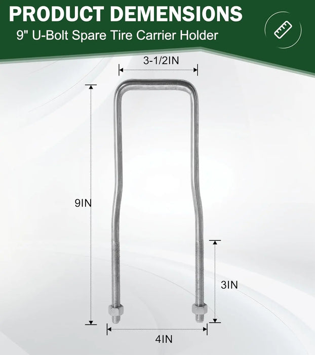 2pcs U-Bolt Spare Tire Carrier Holder Bracket for Trailer Side Mount 4 or 5 Lug Zinc Plated for Ski Boat, Fishing Boat and Sailboat Trailer-2