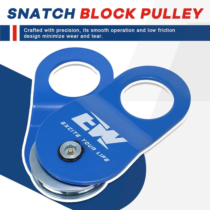 3" x8' Tree Saver Winch Towing Strap, 3/4" D Ring Shackles, 10 Ton Snatch Block Pulley and Storage Bag - Truck, SUV, ATV Offroad Recovery Gear Kit 4x4-3