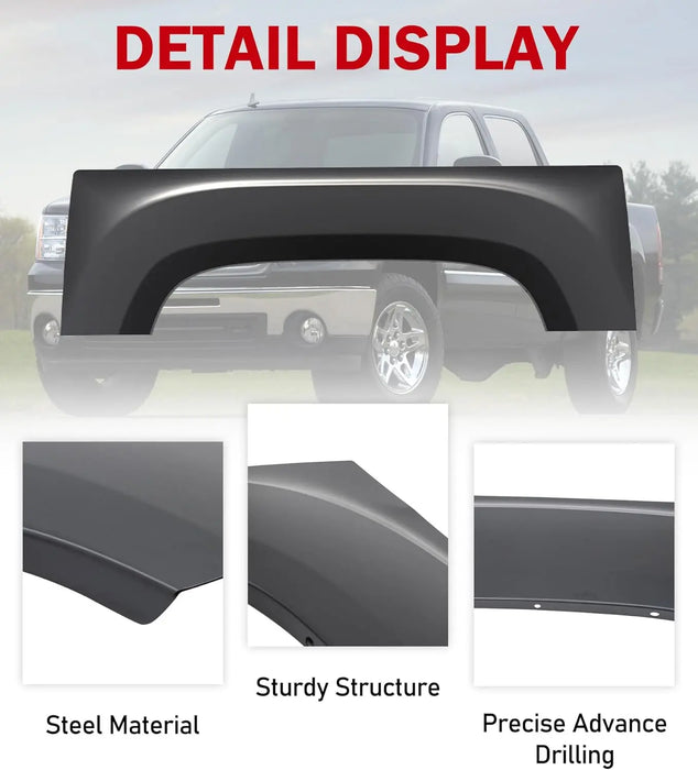 Truck Bed Rear Upper Wheel Arch Repair Skin Panel Pair Fit For 2007-2013 GMC Sierra 1500 2500HD 3500HD with 6' and 8' Bed Quarter Patch-3