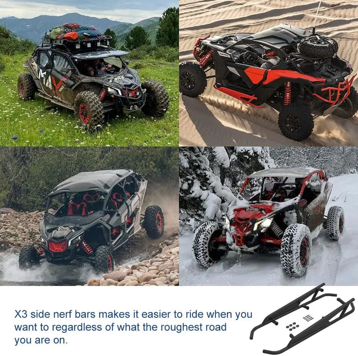 X3 Rock Sliders Nerf Bars Kit OEM Style 2-Doors Tree Kickers Compatible with Can Am Maverick X3 / Turbo/R 2017-2024-6