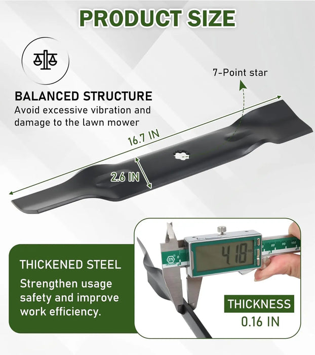 GY20852 3Pcs Mower Blades Set Fit for Most 48 Inch John Deere Lawn Mowers 145 155C D140 D150 D160 LA130 LA140 LA145 Replaces Lawn Mower Parts OEM #'s AM141035, GX21784, GX21786-4